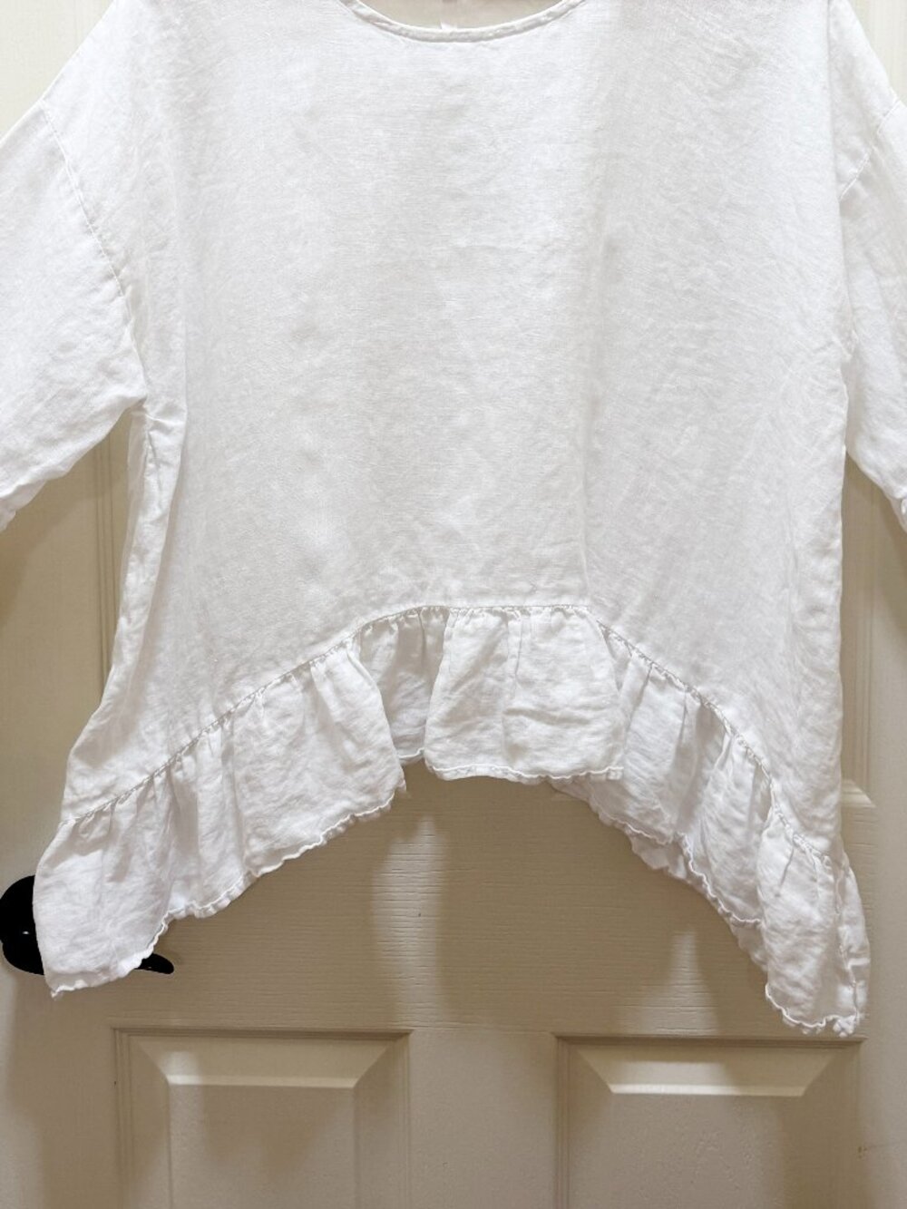 Match Point Women's 100% Lining Oversized Tunic Top Size S White, Ruffle Accents - Picture 5 of 9